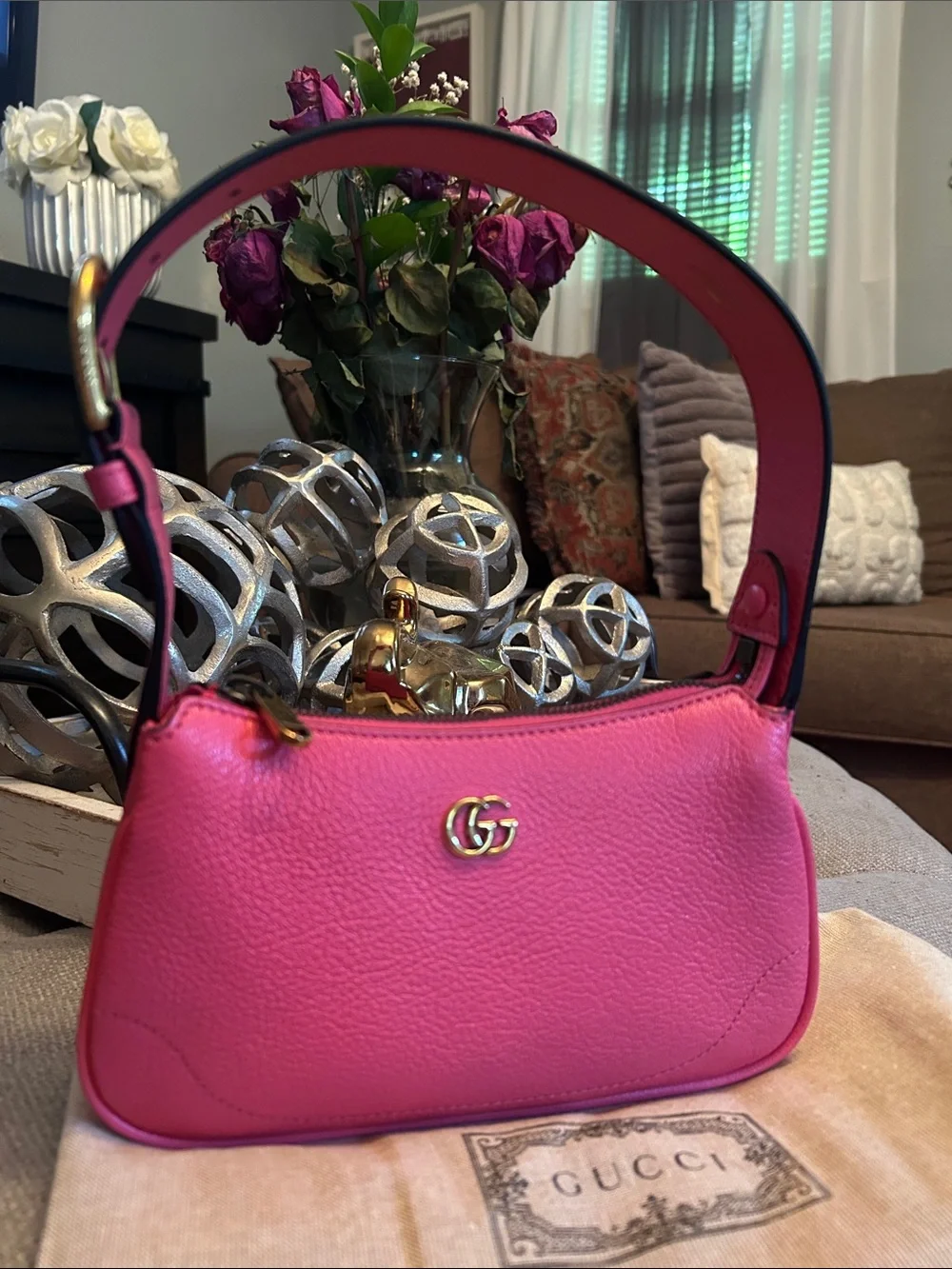 Gucci Aphrodite mini pink leather bag - Picture 1 of 16